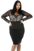 Sexy Long Sleeve Lace Top Plus Size Dress